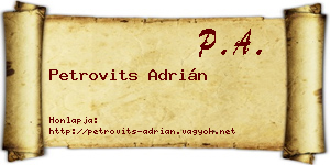 Petrovits Adrián névjegykártya