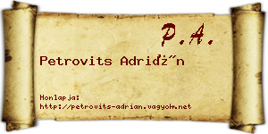 Petrovits Adrián névjegykártya